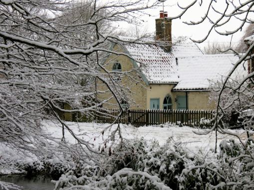 snowy cottage